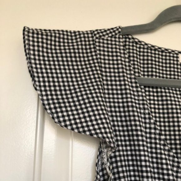 Black and White Gingham Jumpsuit, Small - Picture 5 of 9